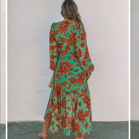 ROVER FLORAL HIGH LOW RUFFLE MAXI DRESS NWOT - Picture 2 of 7